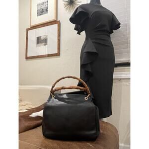 Authentic Vintage Gucci Bamboo Top Handle Bag – Restored Seam & Luxury Liner